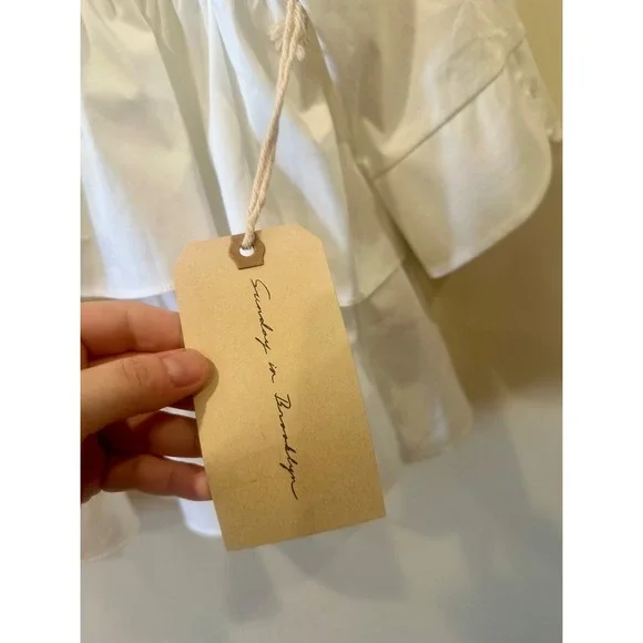 Anthropology Sunday in Brooklyn NWOT White Tiered Structured Blouse Cotton - NO - Picture 5 of 6